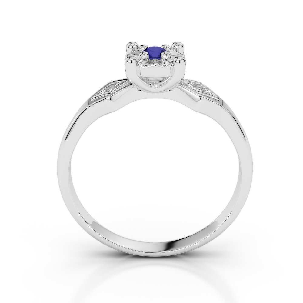 Gold / Platinum Round Cut Sapphire and Diamond Engagement Ring AGDR-1169