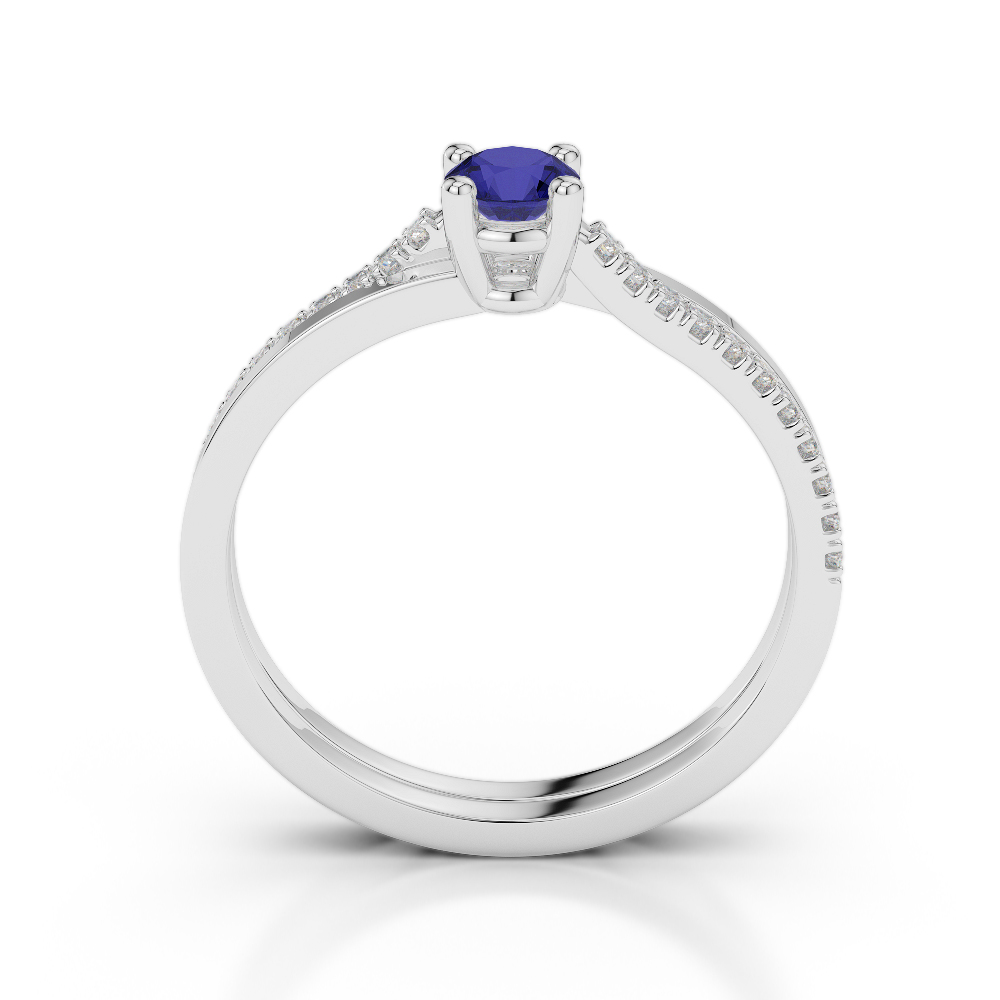 Gold / Platinum Round Cut Sapphire and Diamond Engagement Ring AGDR-1170