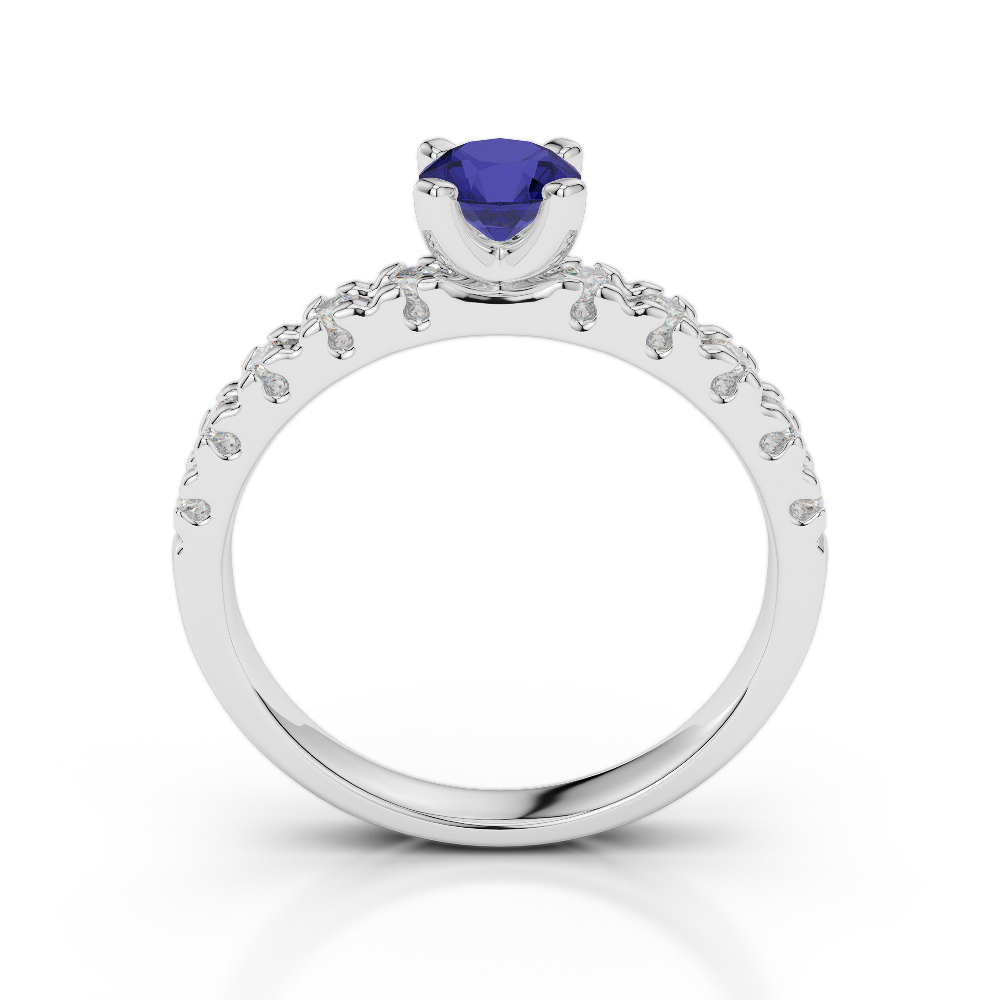 Gold / Platinum Round Cut Sapphire and Diamond Engagement Ring AGDR-1171