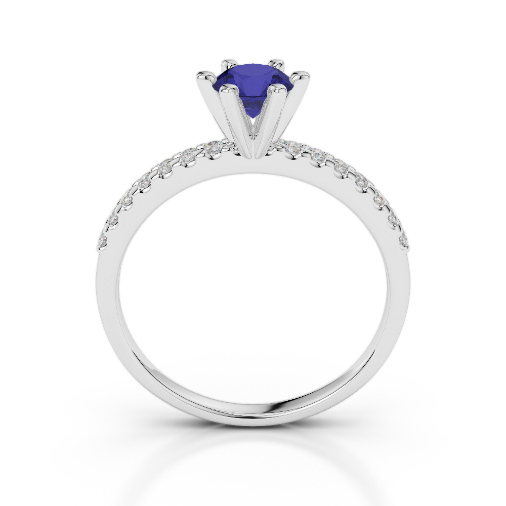 Gold / Platinum Round Cut Sapphire and Diamond Engagement Ring AGDR-1172