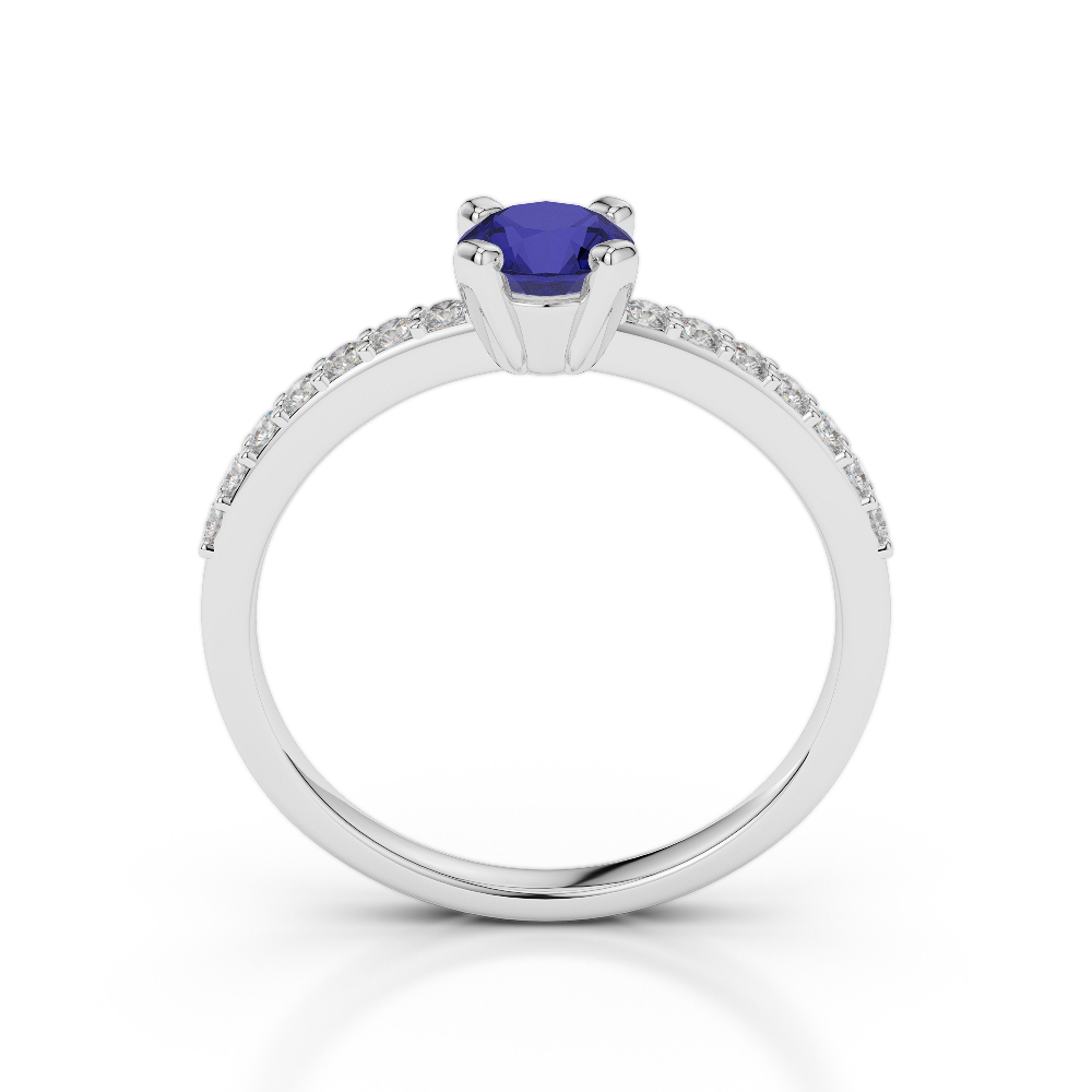 Gold / Platinum Round Cut Sapphire and Diamond Engagement Ring AGDR-1173