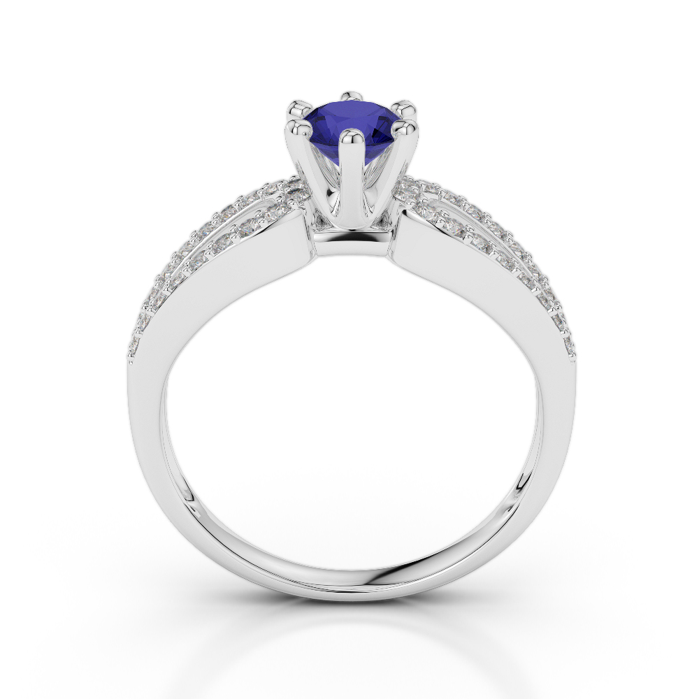 Gold / Platinum Round Cut Sapphire and Diamond Engagement Ring AGDR-1175