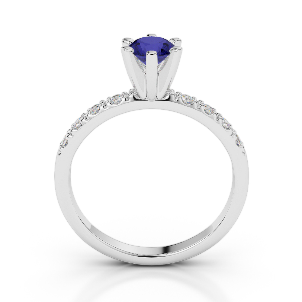 Gold / Platinum Round Cut Sapphire and Diamond Engagement Ring AGDR-1176