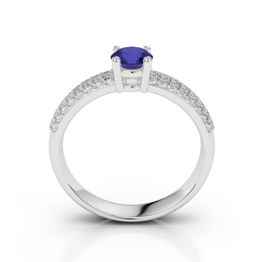 Gold / Platinum Round Cut Sapphire and Diamond Engagement Ring AGDR-1179