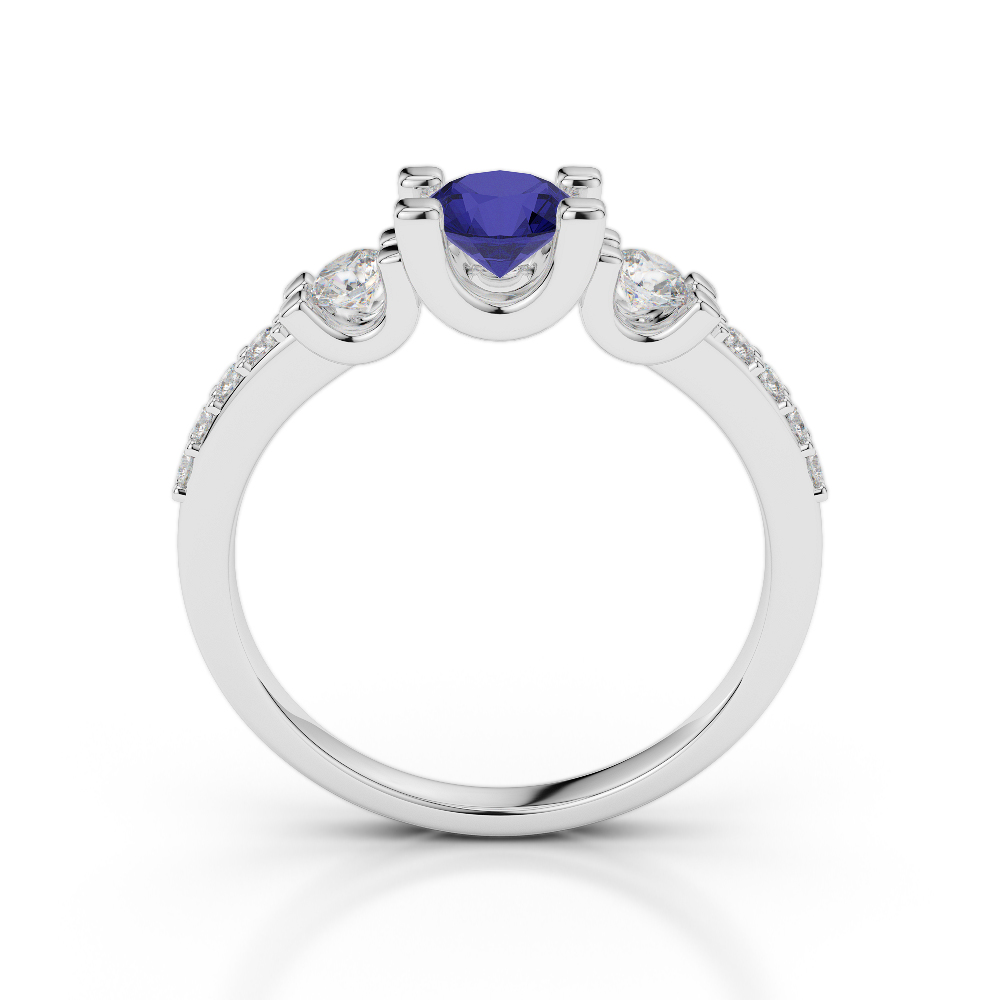 Gold / Platinum Round Cut Sapphire and Diamond Engagement Ring AGDR-1182