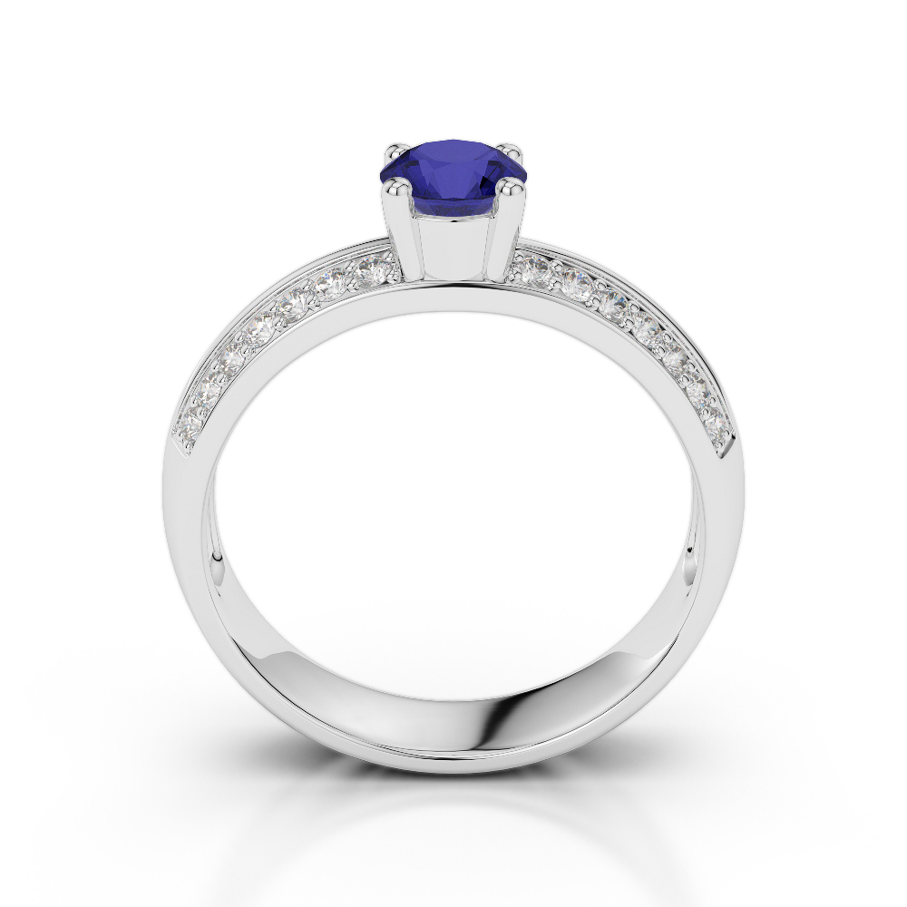 Gold / Platinum Round Cut Sapphire and Diamond Engagement Ring AGDR-1183