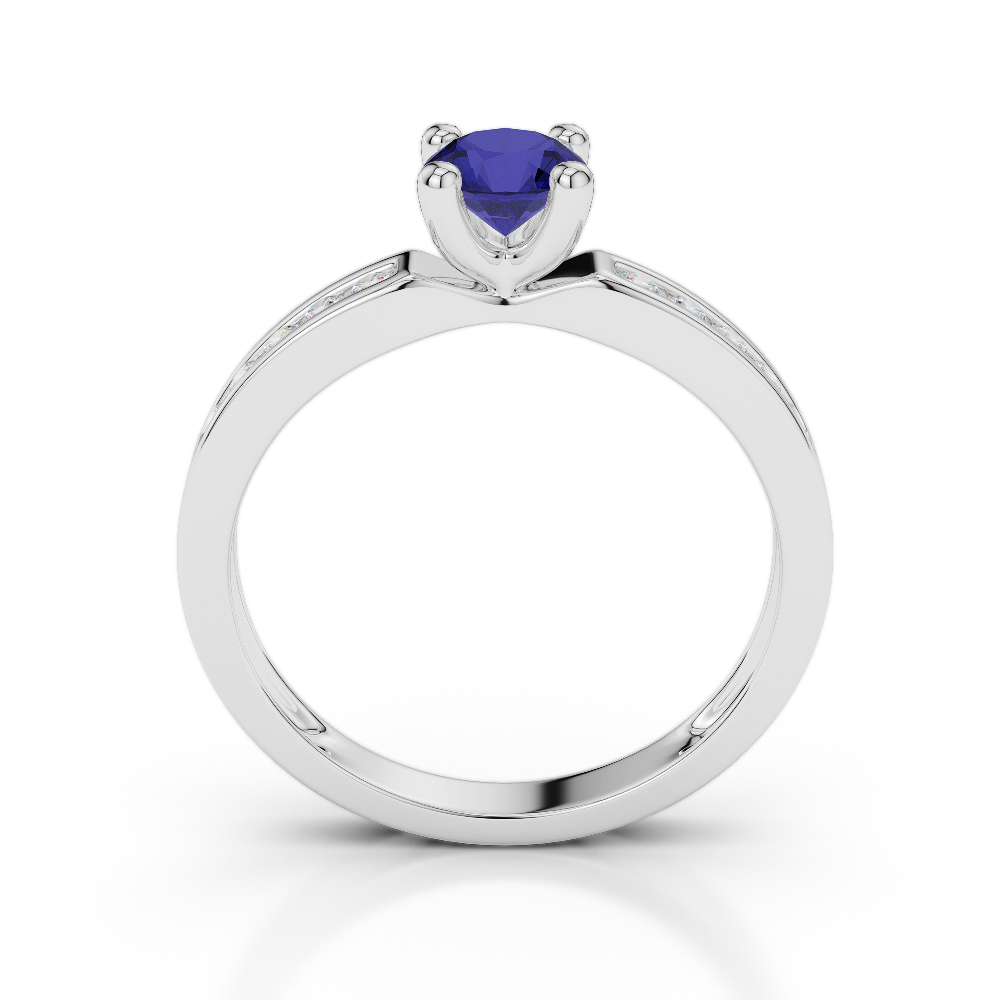 Gold / Platinum Round Cut Sapphire and Diamond Engagement Ring AGDR-1184