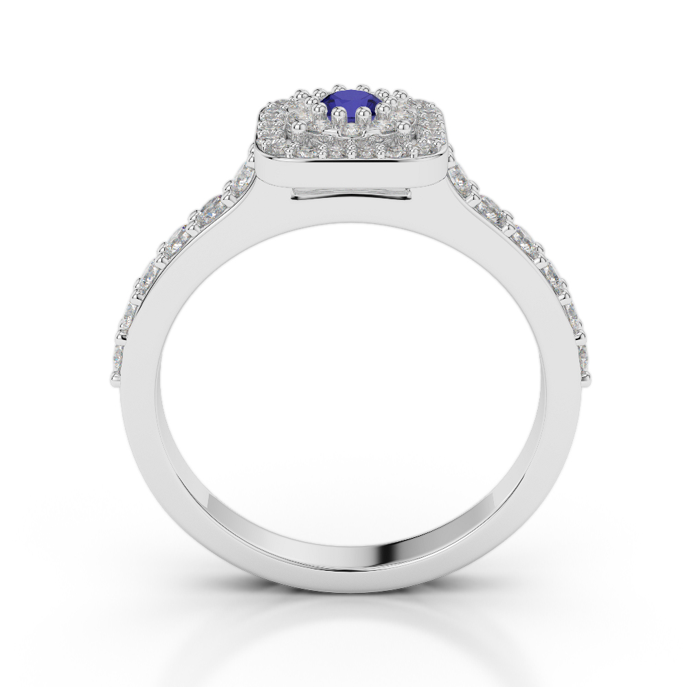 Gold / Platinum Round Cut Sapphire and Diamond Engagement Ring AGDR-1189