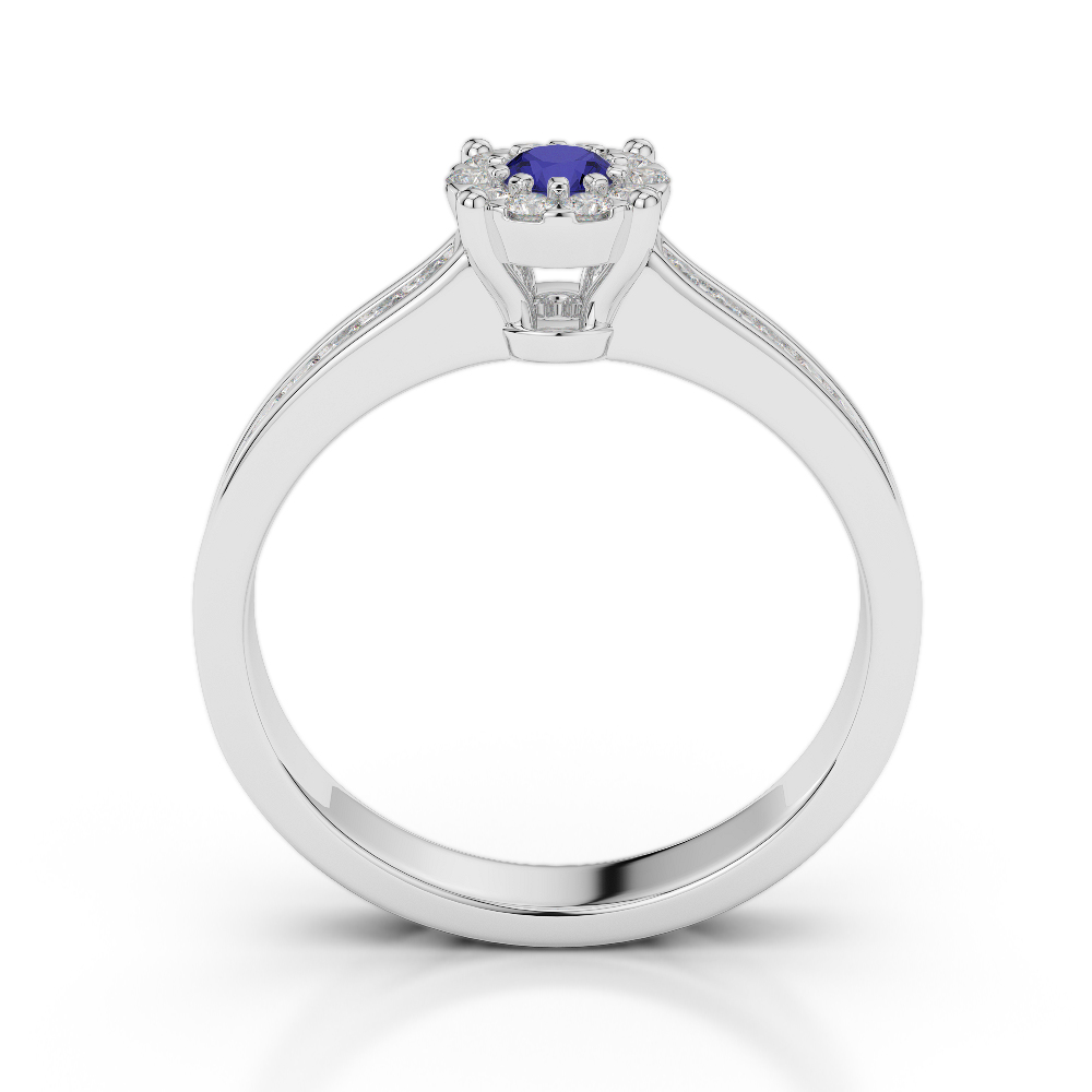 Gold / Platinum Round Cut Sapphire and Diamond Engagement Ring AGDR-1190
