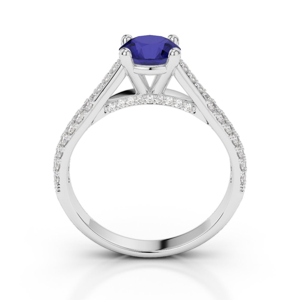 Gold / Platinum Round Cut Sapphire and Diamond Engagement Ring AGDR-2014