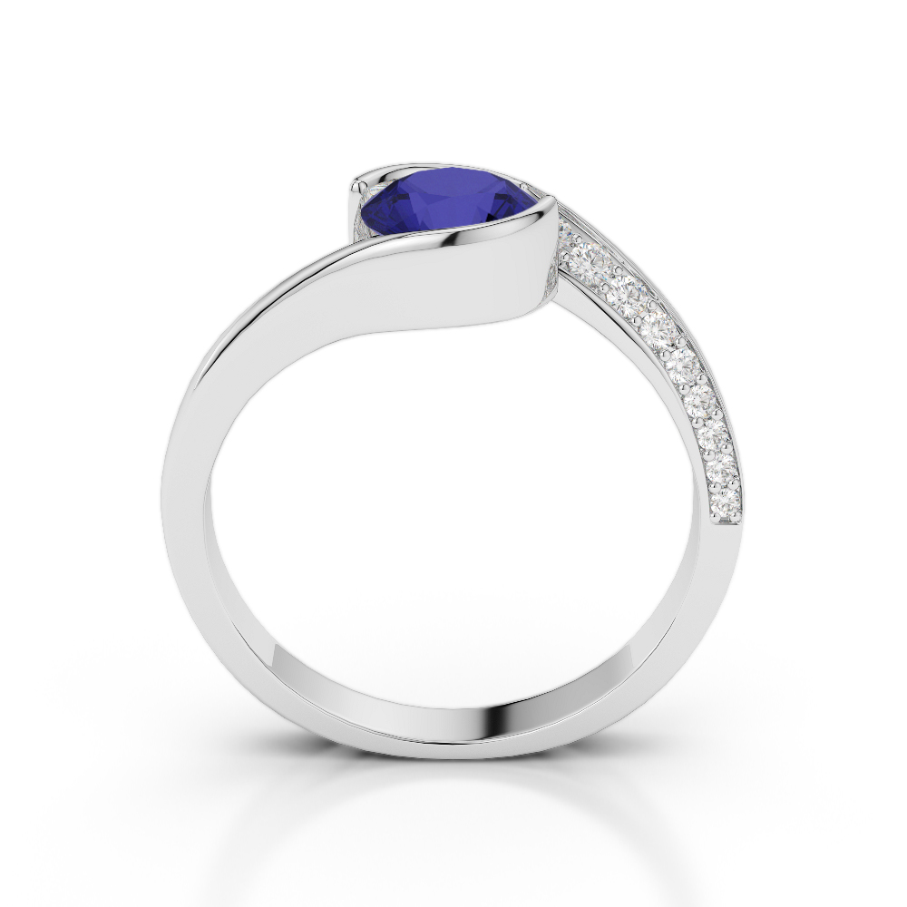 Gold / Platinum Round Cut Sapphire and Diamond Engagement Ring AGDR-2020