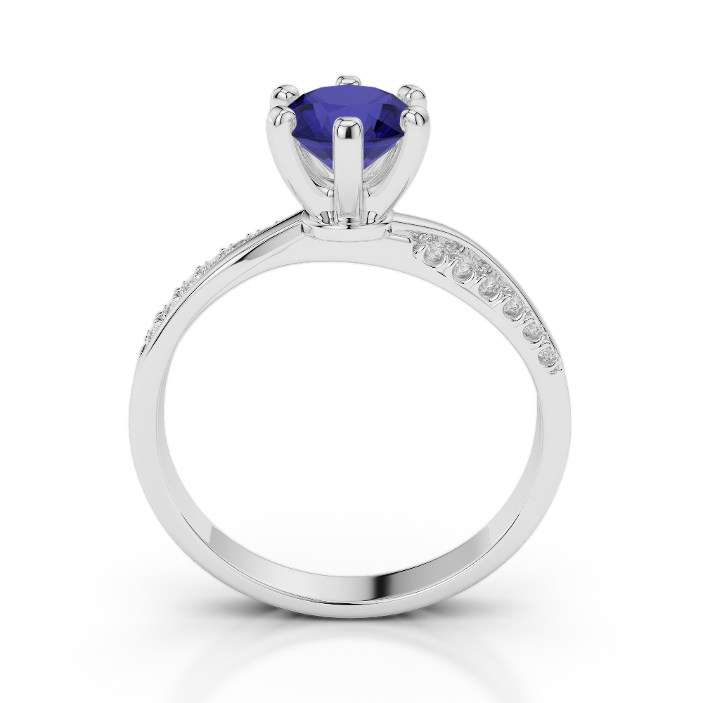 Gold / Platinum Round Cut Sapphire and Diamond Engagement Ring AGDR-2022