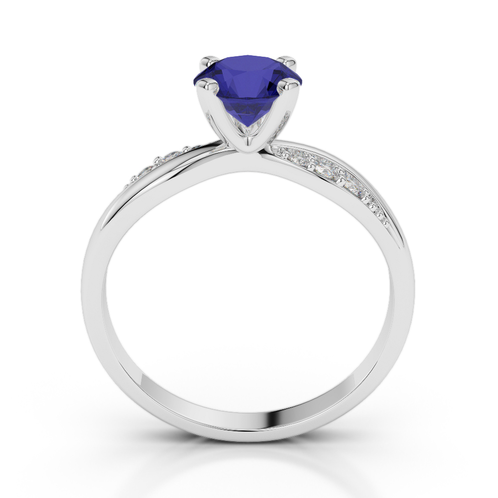 Gold / Platinum Round Cut Sapphire and Diamond Engagement Ring AGDR-2024
