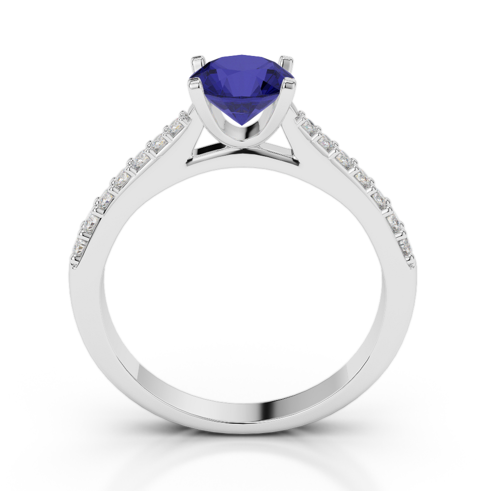 Gold / Platinum Round Cut Sapphire and Diamond Engagement Ring AGDR-2040