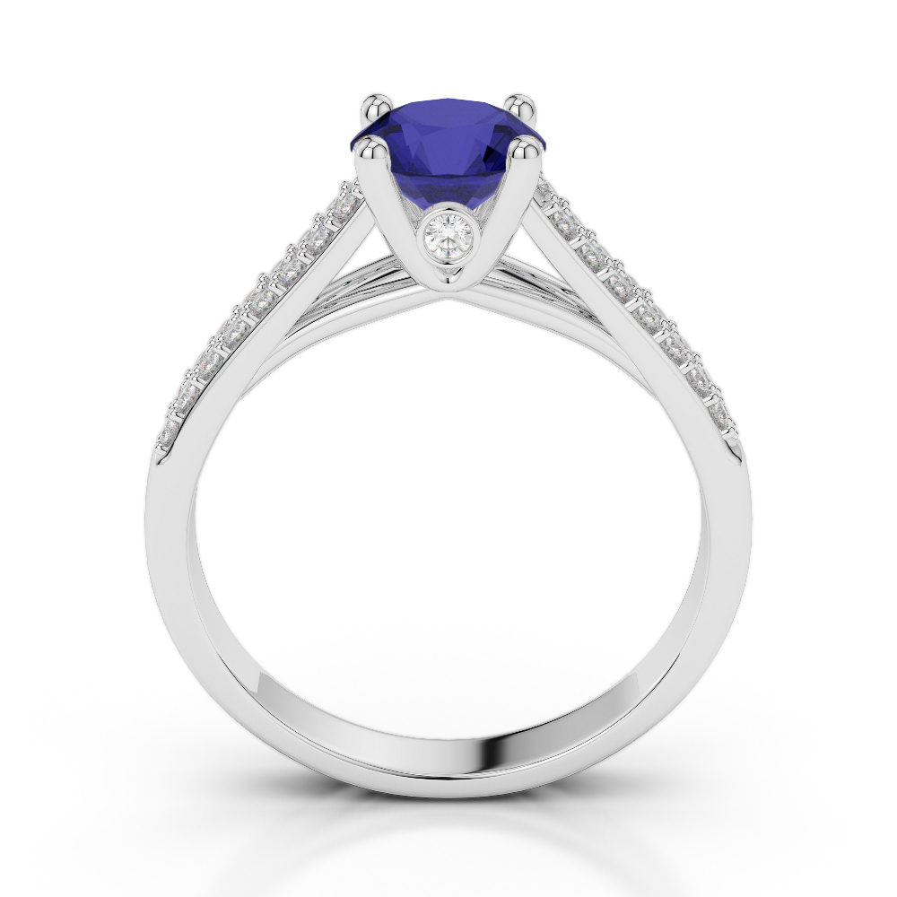 Gold / Platinum Round Cut Sapphire and Diamond Engagement Ring AGDR-2046