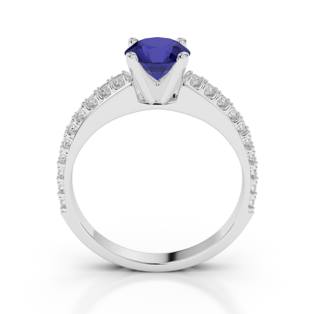 Gold / Platinum Round Cut Sapphire and Diamond Engagement Ring AGDR-2058