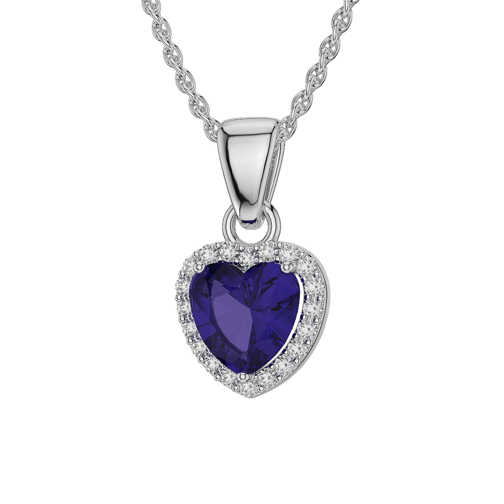 Heart Shape Tanzanite and Diamond Necklaces in Gold / Platinum AGDNC-1064
