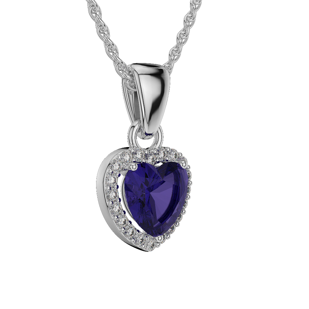 Heart Shape Tanzanite and Diamond Necklaces in Gold / Platinum AGDNC-1064