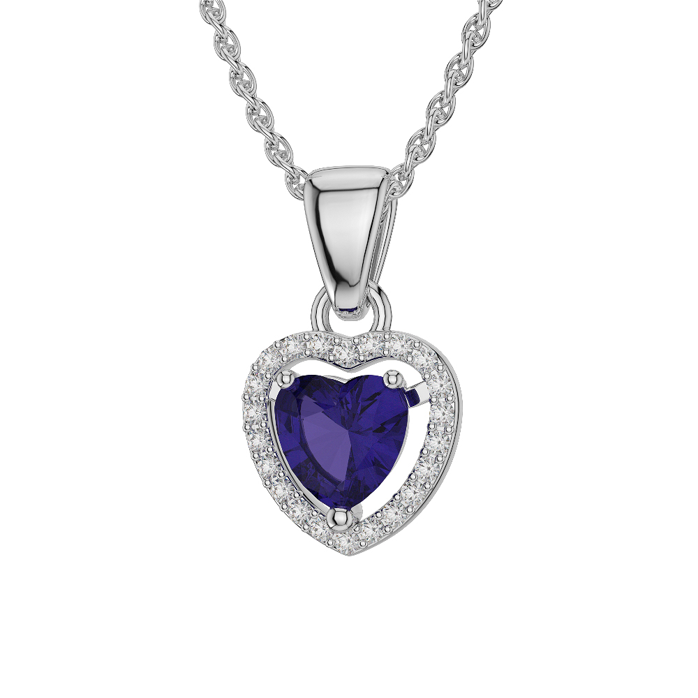 Heart Shape Tanzanite and Diamond Necklaces in Gold / Platinum AGDNC-1066