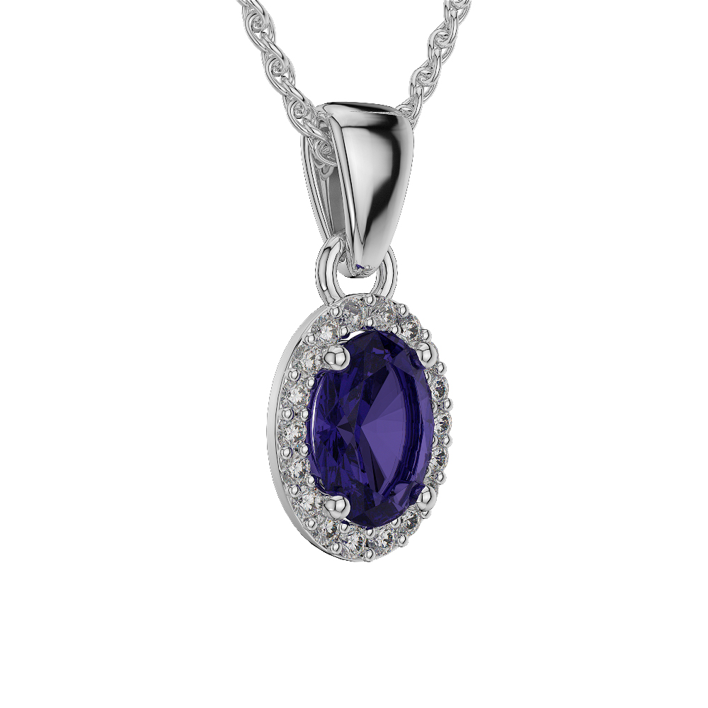 Oval Shape Tanzanite and Diamond Necklaces in Gold / Platinum AGDNC-1072