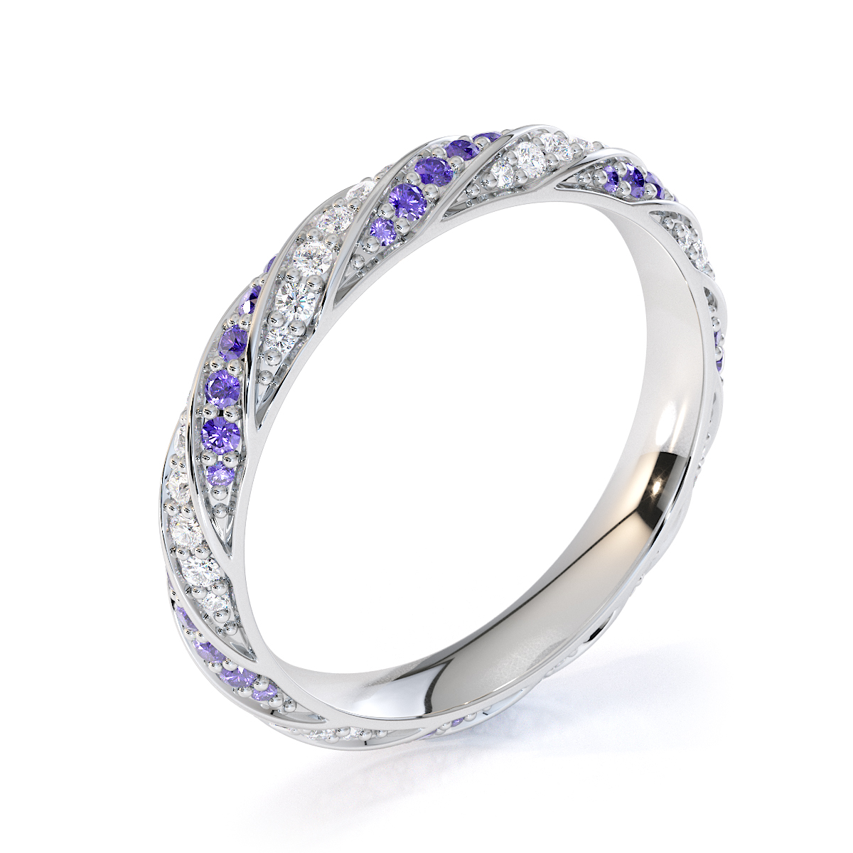Gold / Platinum Tanzanite and Diamond Full Eternity Ring RZ1528