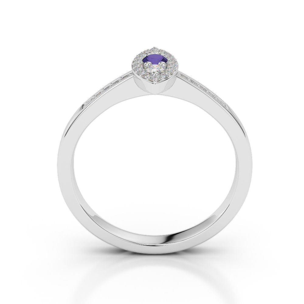 Gold / Platinum Round Cut Tanzanite and Diamond Engagement Ring AGDR-1161