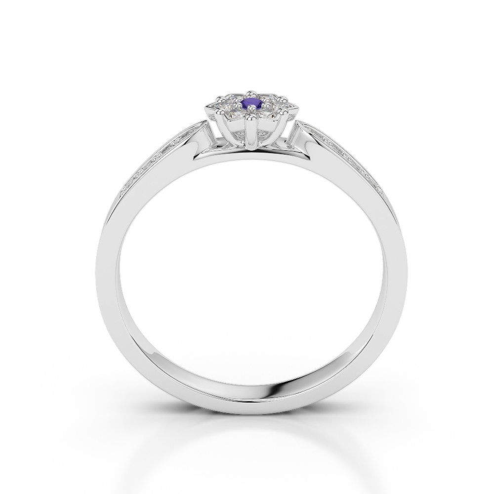 Gold / Platinum Round Cut Tanzanite and Diamond Engagement Ring AGDR-1162