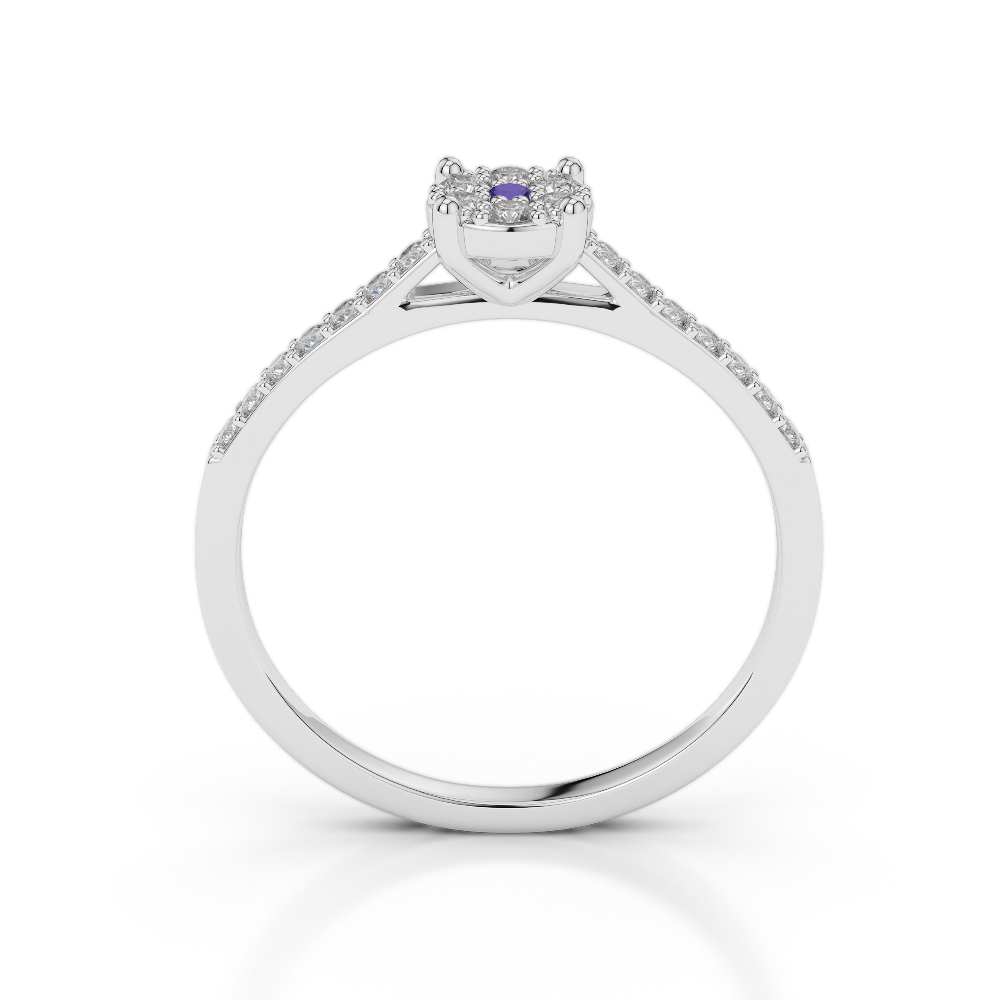 Gold / Platinum Round Cut Tanzanite and Diamond Engagement Ring AGDR-1164