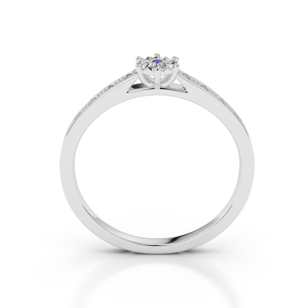 Gold / Platinum Round Cut Tanzanite and Diamond Engagement Ring AGDR-1167