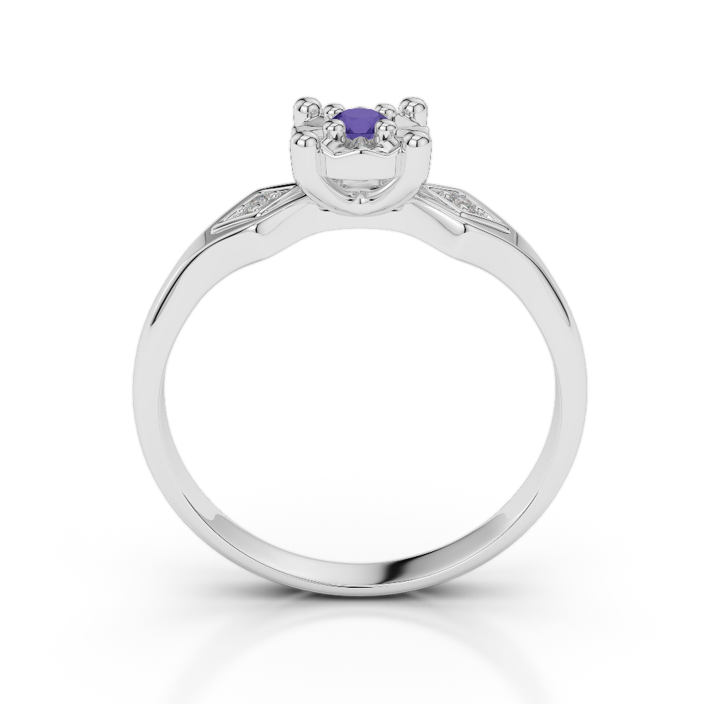 Gold / Platinum Round Cut Tanzanite and Diamond Engagement Ring AGDR-1169