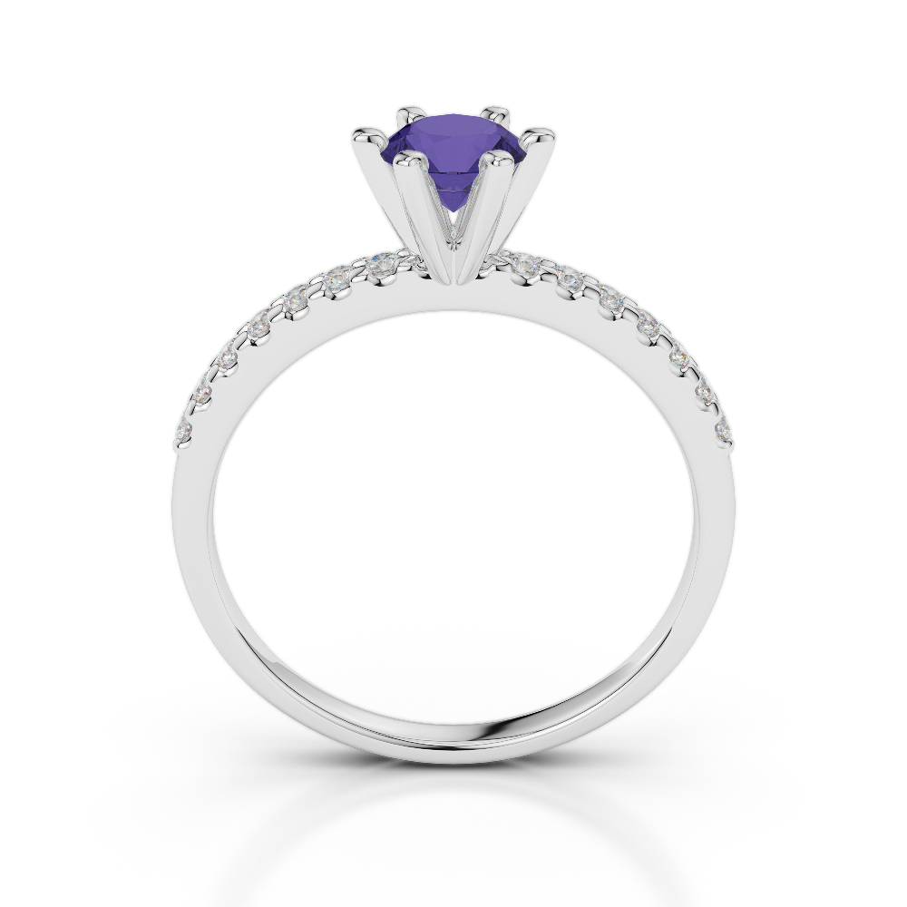 Gold / Platinum Round Cut Tanzanite and Diamond Engagement Ring AGDR-1172