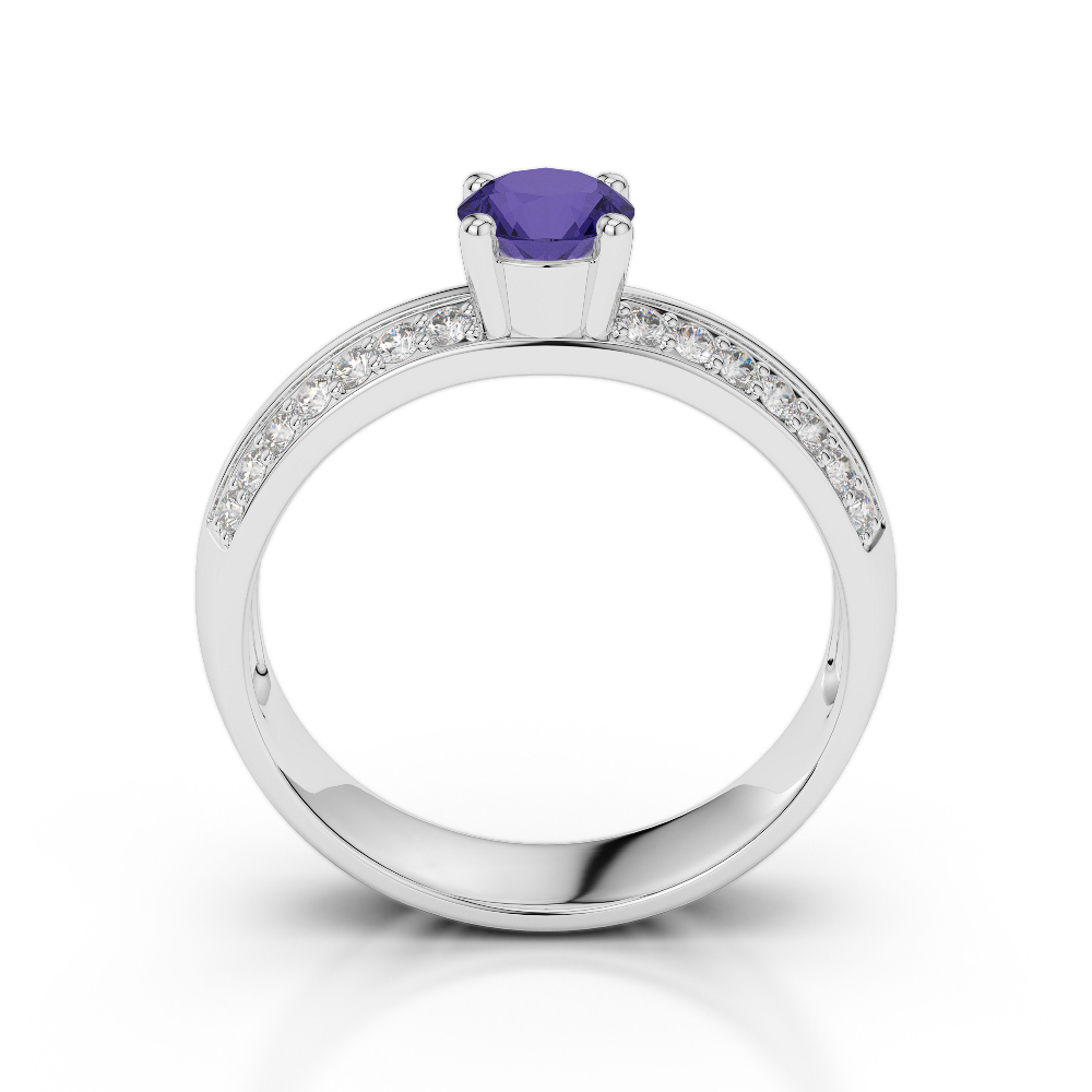 Gold / Platinum Round Cut Tanzanite and Diamond Engagement Ring AGDR-1183