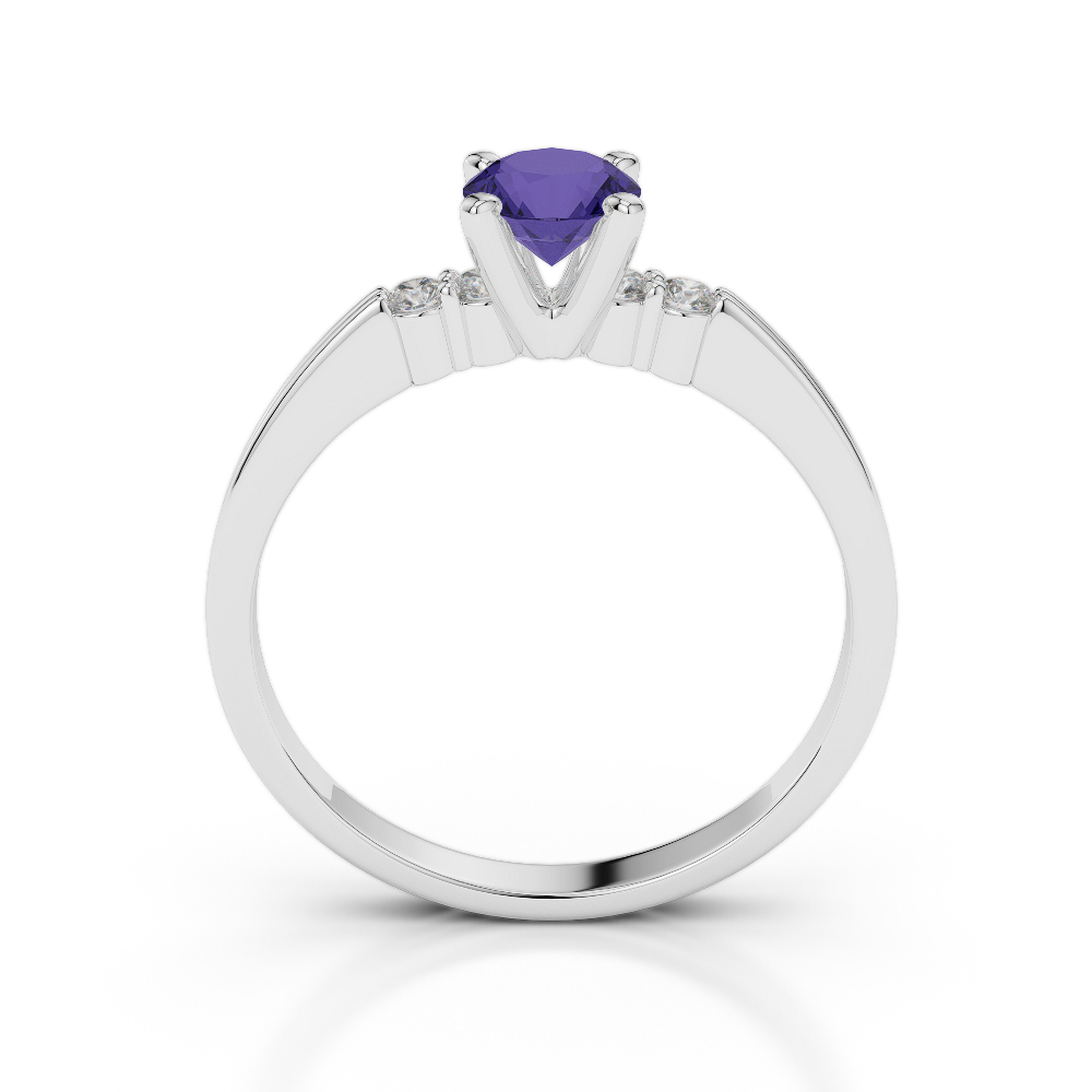 Gold / Platinum Round Cut Tanzanite and Diamond Engagement Ring AGDR-1185