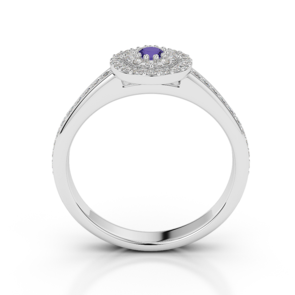 Gold / Platinum Round Cut Tanzanite and Diamond Engagement Ring AGDR-1188