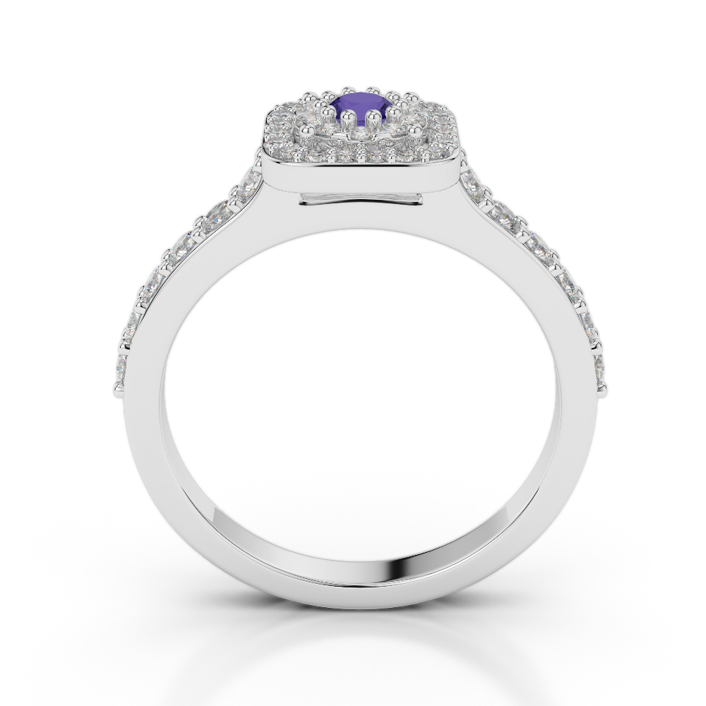 Gold / Platinum Round Cut Tanzanite and Diamond Engagement Ring AGDR-1189