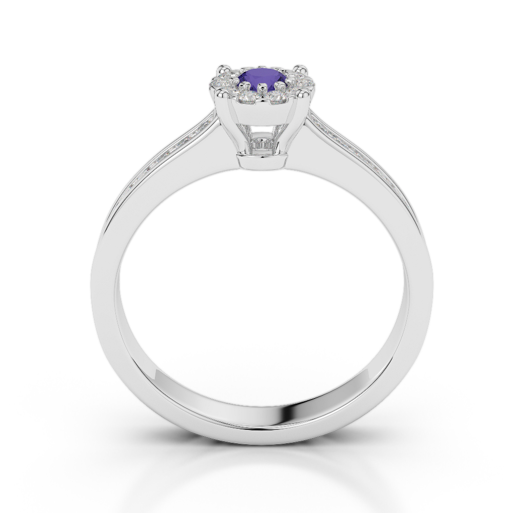 Gold / Platinum Round Cut Tanzanite and Diamond Engagement Ring AGDR-1190