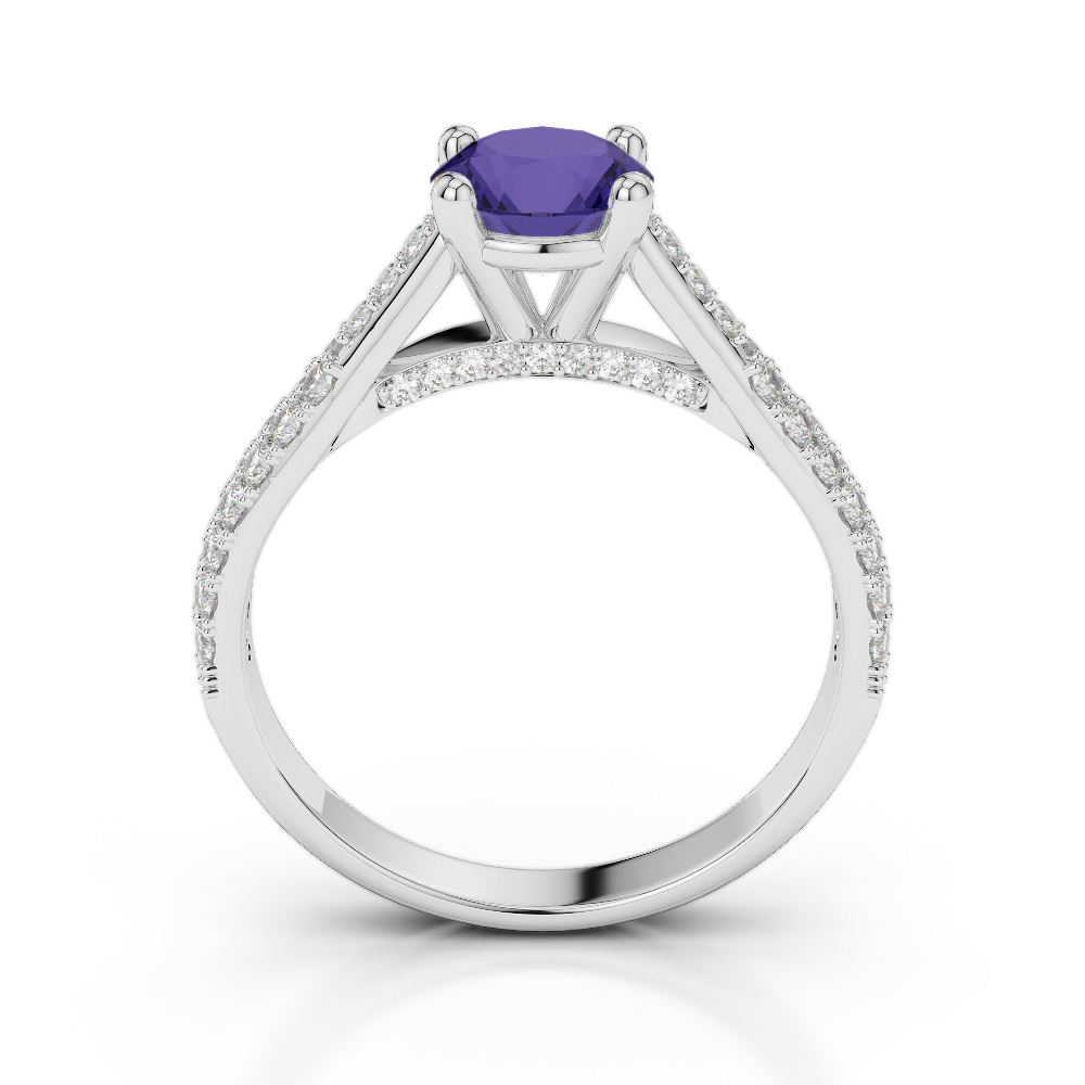Gold / Platinum Round Cut Tanzanite and Diamond Engagement Ring AGDR-2014
