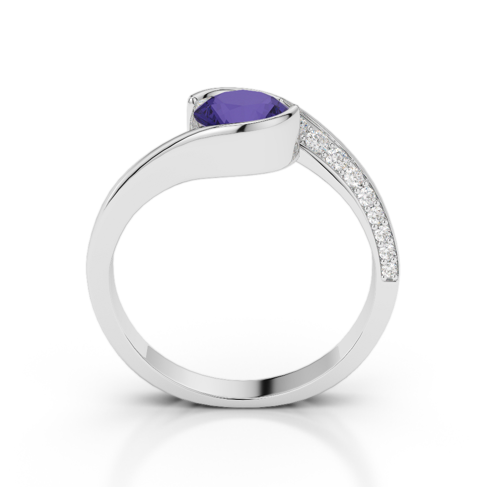 Gold / Platinum Round Cut Tanzanite and Diamond Engagement Ring AGDR-2020