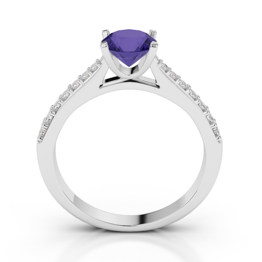 Gold / Platinum Round Cut Tanzanite and Diamond Engagement Ring AGDR-2040