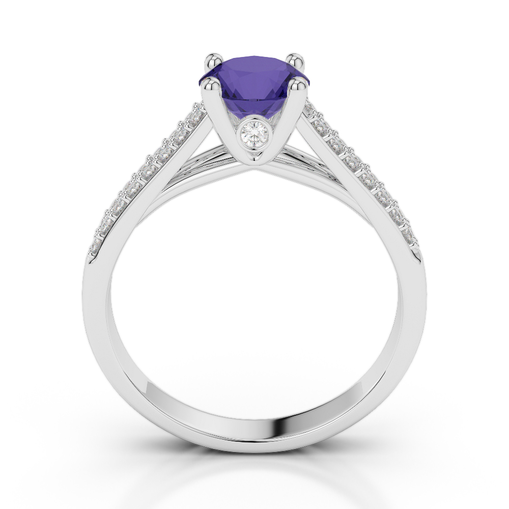 Gold / Platinum Round Cut Tanzanite and Diamond Engagement Ring AGDR-2046