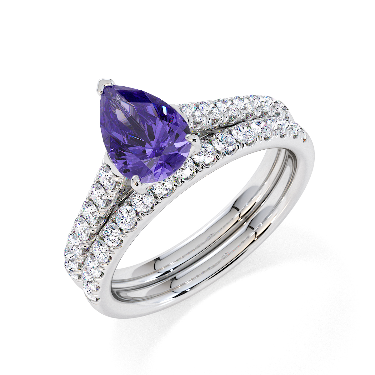 Gold / Platinum Tanzanite and Diamond Engagement Ring RZ3355