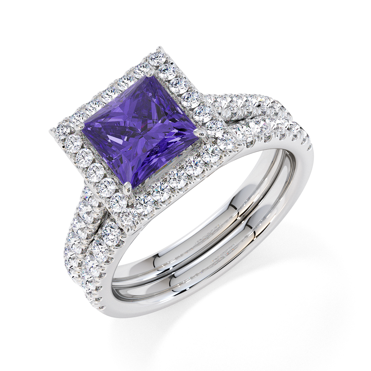 Gold / Platinum Tanzanite and Diamond Engagement Ring RZ3395