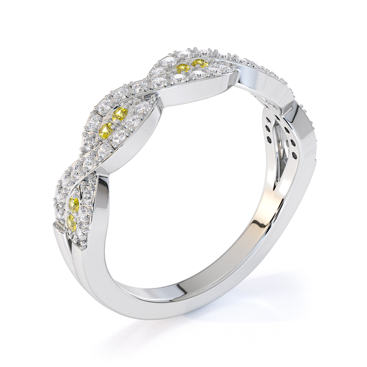 Gold / Platinum Yellow Sapphire and Diamond Half Eternity Ring RZ1499