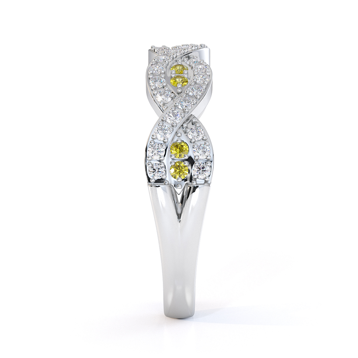 Gold / Platinum Yellow Sapphire and Diamond Half Eternity Ring RZ1499