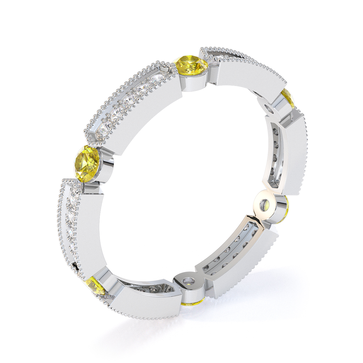 Gold / Platinum Yellow Sapphire and Diamond Full Eternity Ring RZ1500