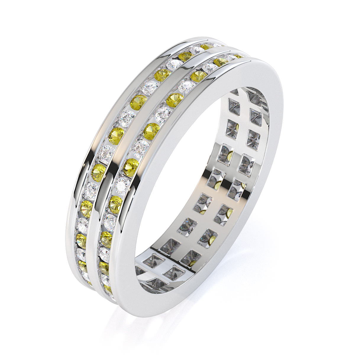 Gold / Platinum Yellow Sapphire and Diamond Full Eternity Ring RZ1502