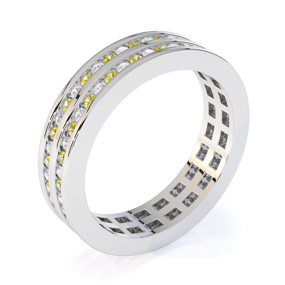 Gold / Platinum Yellow Sapphire and Diamond Full Eternity Ring RZ1502