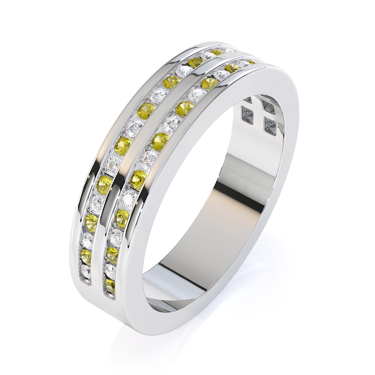 Gold / Platinum Yellow Sapphire and Diamond Half Eternity Ring RZ1503