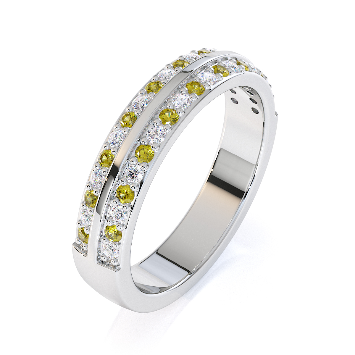 Gold / Platinum Yellow Sapphire and Diamond Half Eternity Ring RZ1505
