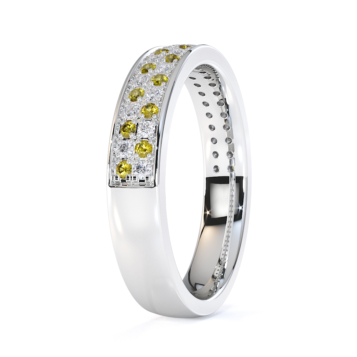 Gold / Platinum Yellow Sapphire and Diamond Half Eternity Ring RZ1507